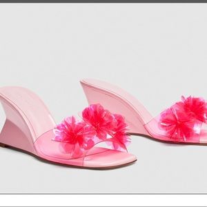 Zara pink floral mules